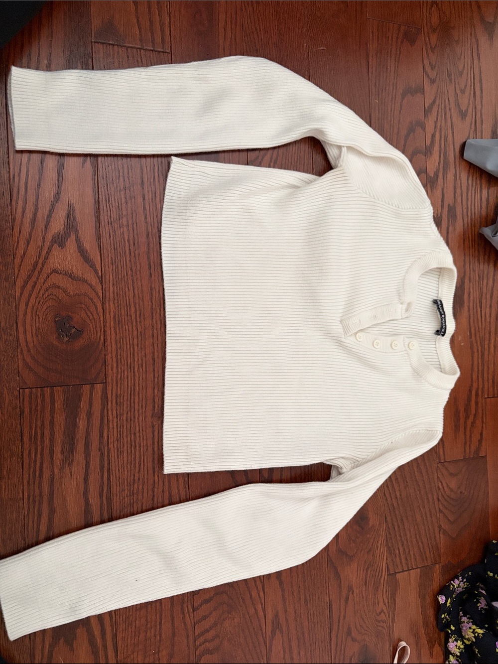 Brandy Melville Cream Ribbed Henley sweater/top